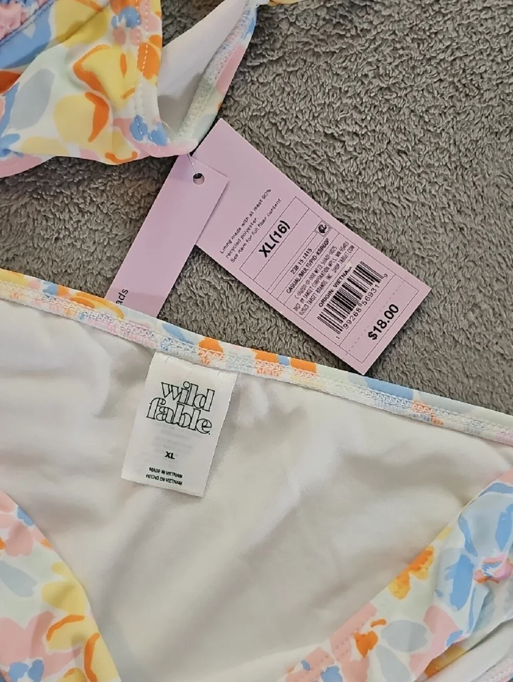 Wild Fable Women's XL Pastel Floral Smocked Bikini Set